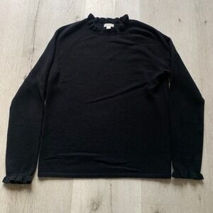 Garnet Hill Cashmere Women Black Sz Small Ruffled-Mock-Neck Sweater casual
